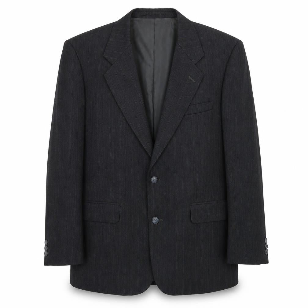 Greenwoods Mens Grey Striped Polyester Jacket Suit Jacket Size 42 Regular