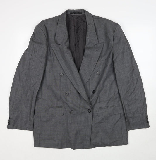 Marco Cappelli Mens Grey Geometric Polyester Jacket Suit Jacket Size 40 Regular