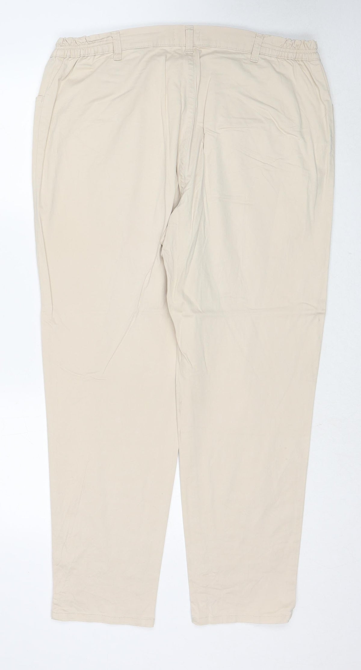 Pioneer Womens Beige Cotton Trousers Size 48 in L29 in Regular Zip