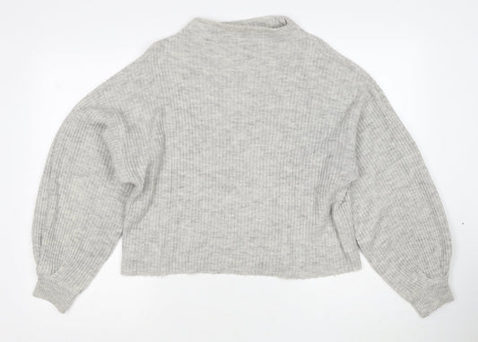 New Look Womens Grey Round Neck Acrylic Pullover Jumper Size M