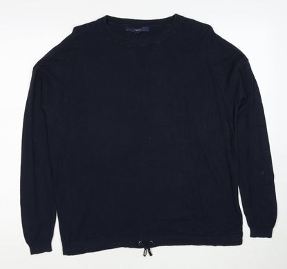 Next Womens Blue Round Neck Cotton Pullover Jumper Size 10