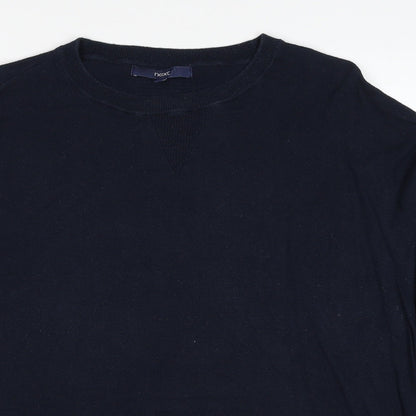 Next Womens Blue Round Neck Cotton Pullover Jumper Size 10