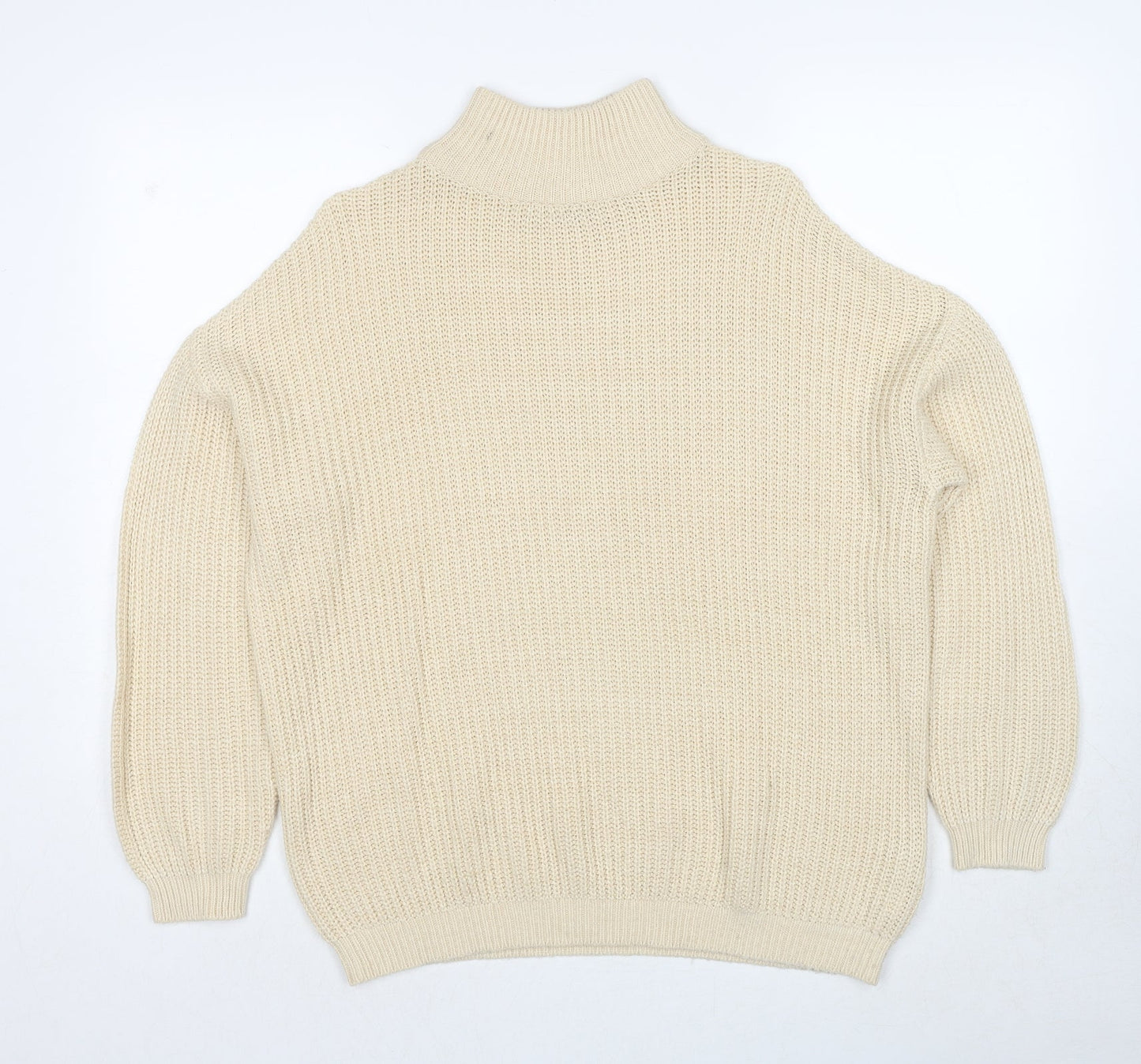 Divided by H&M Womens Beige Round Neck Acrylic Pullover Jumper Size XS