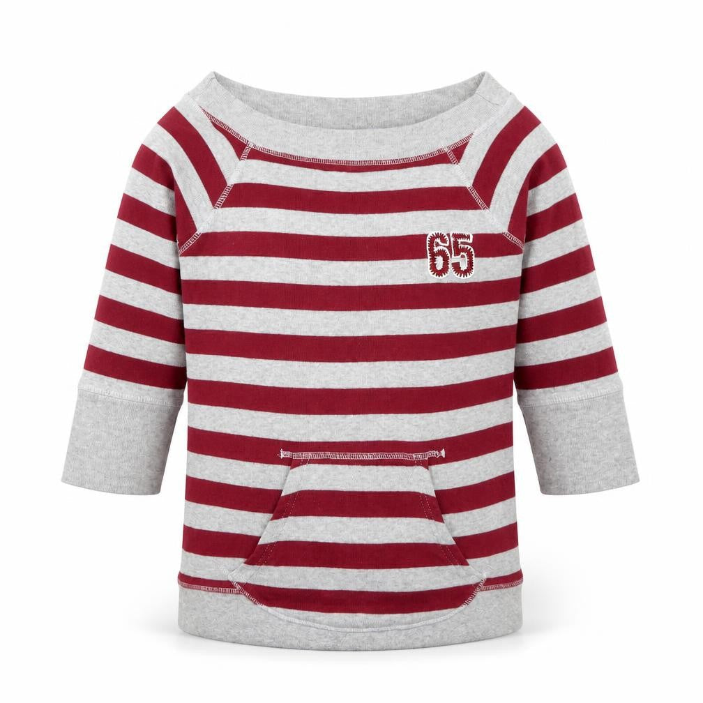 NEXT Girls Grey Striped Cotton Pullover Sweatshirt Size 9-10 Years Pullover
