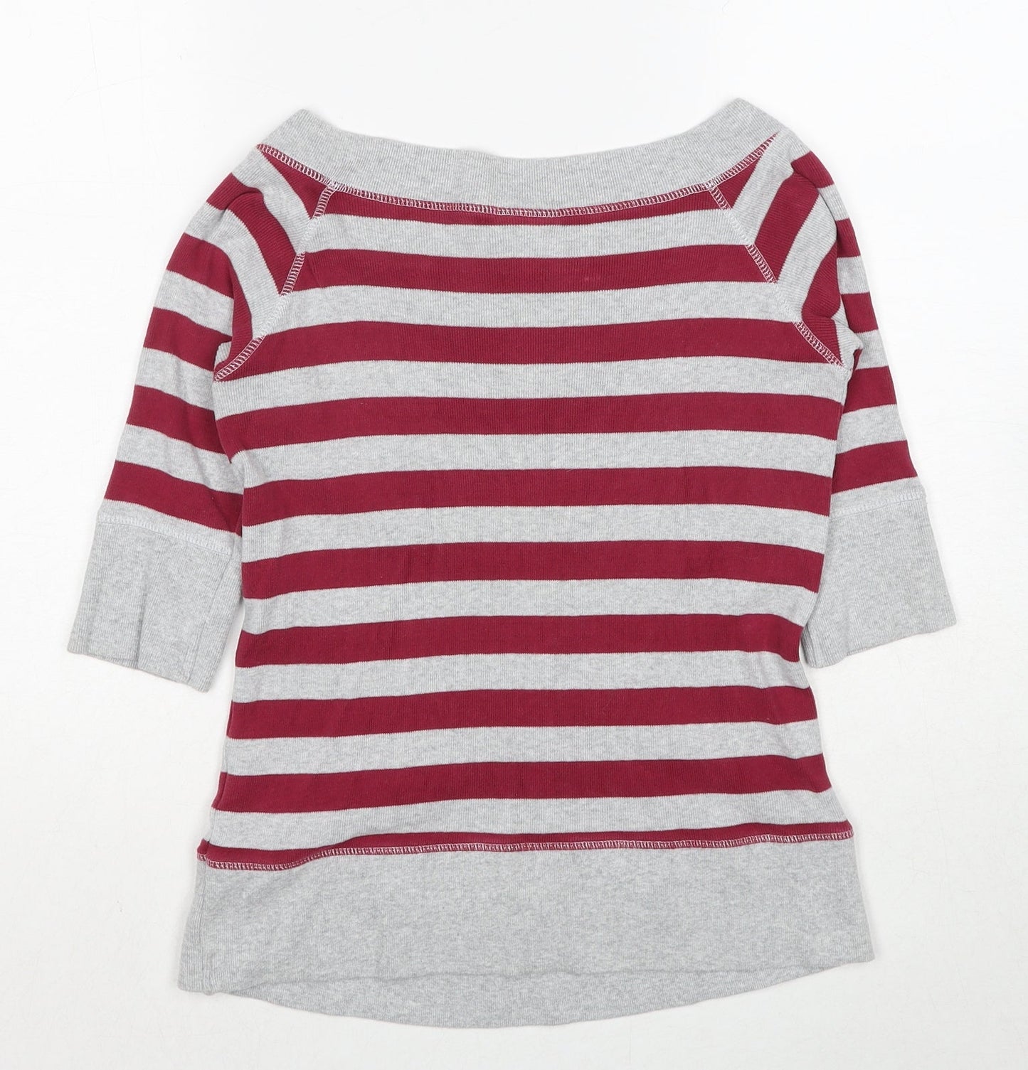 NEXT Girls Grey Striped Cotton Pullover Sweatshirt Size 9-10 Years Pullover