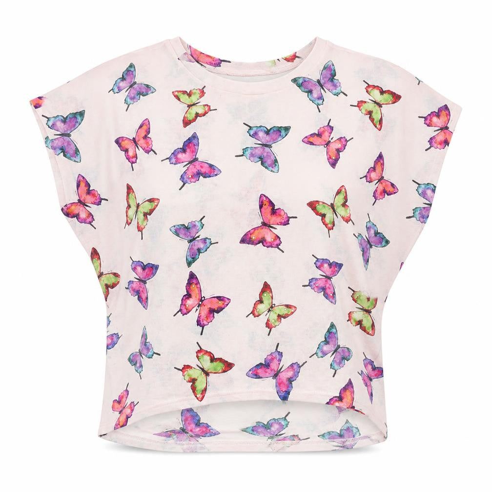 New Look Womens Pink Geometric Polyester Basic Blouse Size S Round Neck - Butterfly Print