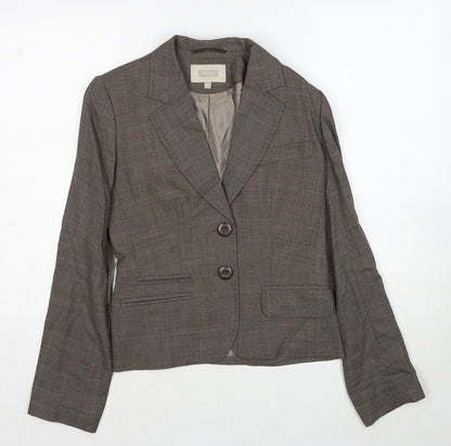 Next Womens Brown Check Wool Jacket Suit Jacket Size 6
