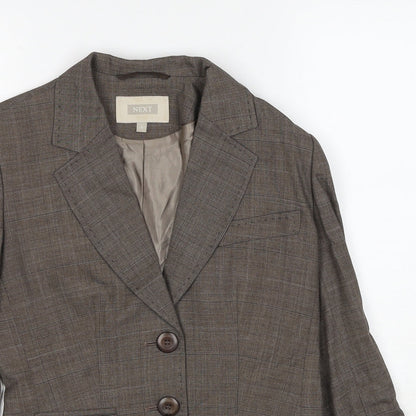 Next Womens Brown Check Wool Jacket Suit Jacket Size 6