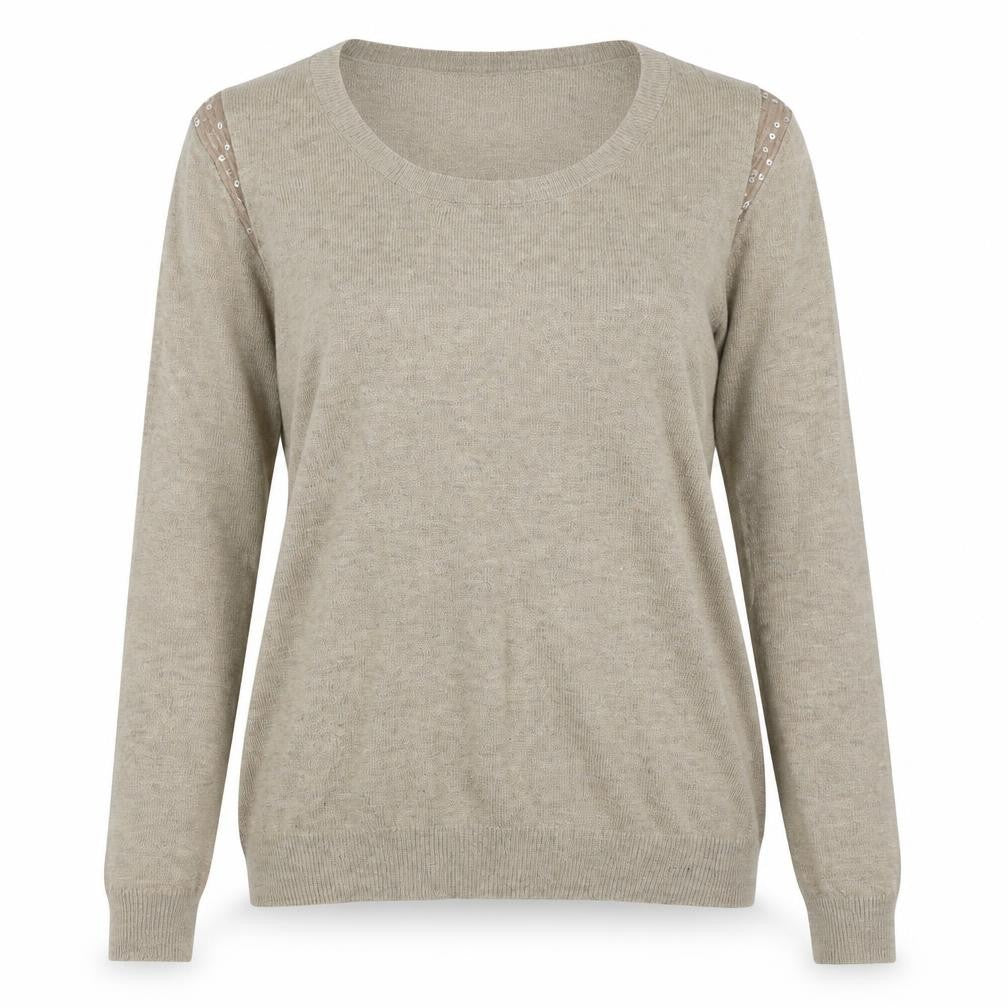 Dorothy Perkins Womens Beige Round Neck Acrylic Pullover Jumper Size 14