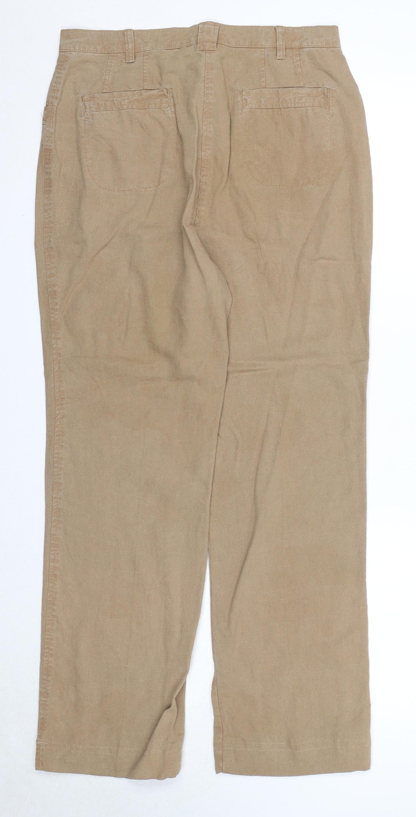 Gina B Womens Beige Linen Trousers Size 14 Regular Zip