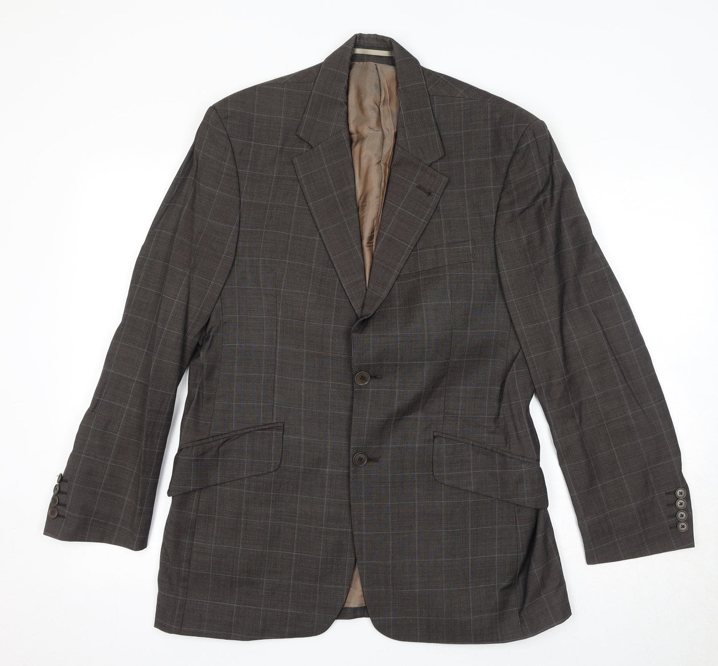 NEXT Mens Brown Check Wool Jacket Blazer Size 38 Regular