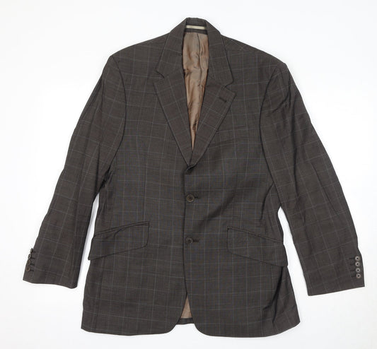 NEXT Mens Brown Check Wool Jacket Blazer Size 38 Regular