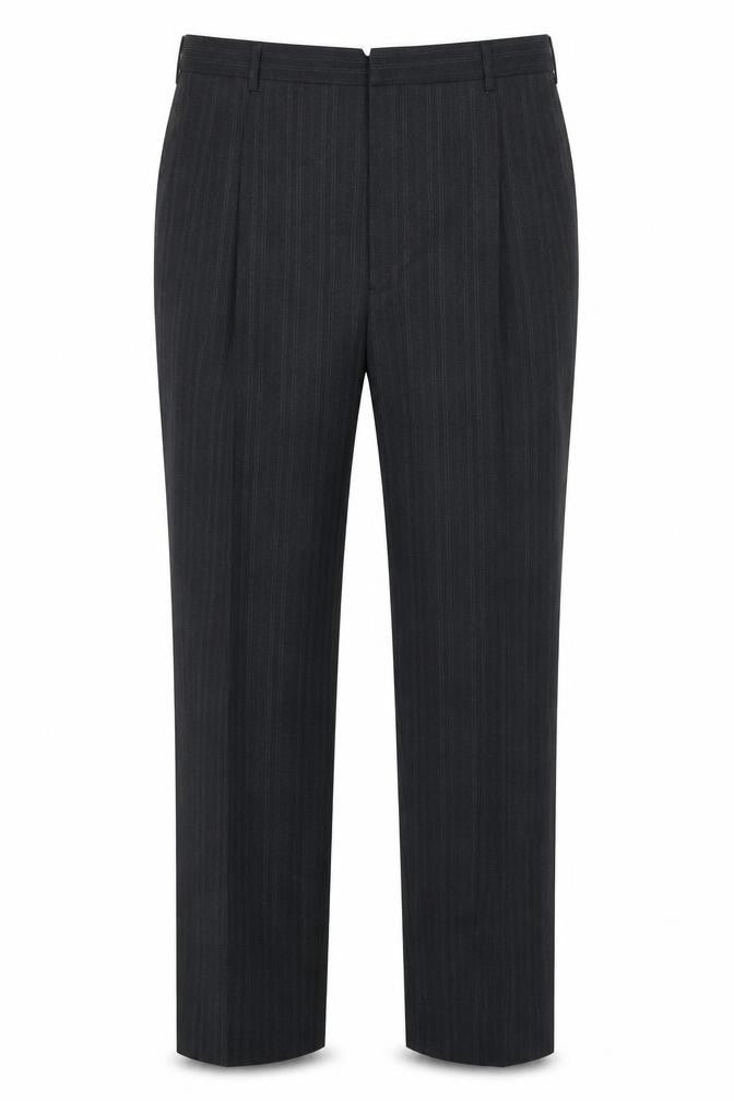 GP Mens Black Striped Polyester Trousers Size 38 in L23 in Regular Zip