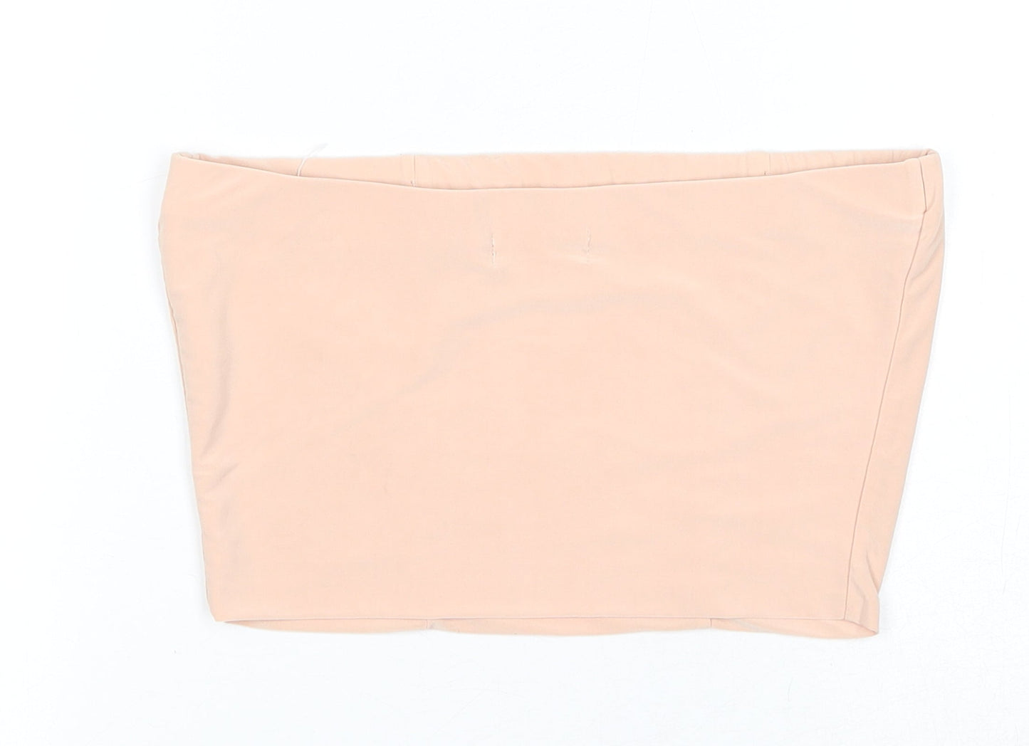 PRETTYLITTLETHING Womens Pink Polyester Cropped Tank Size 8 Off the Shoulder