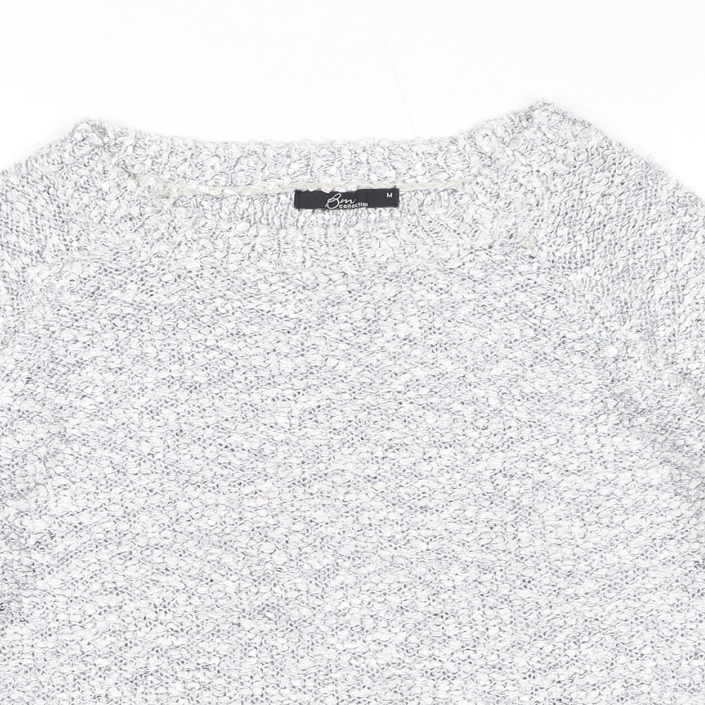 Bonmarché Womens Blue Round Neck Polyester Pullover Jumper Size M