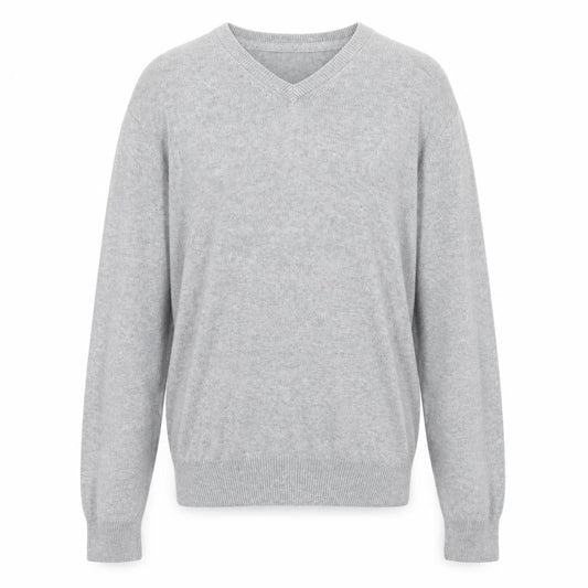 H&M Mens Grey V-Neck Cotton Pullover Jumper Size M Long Sleeve