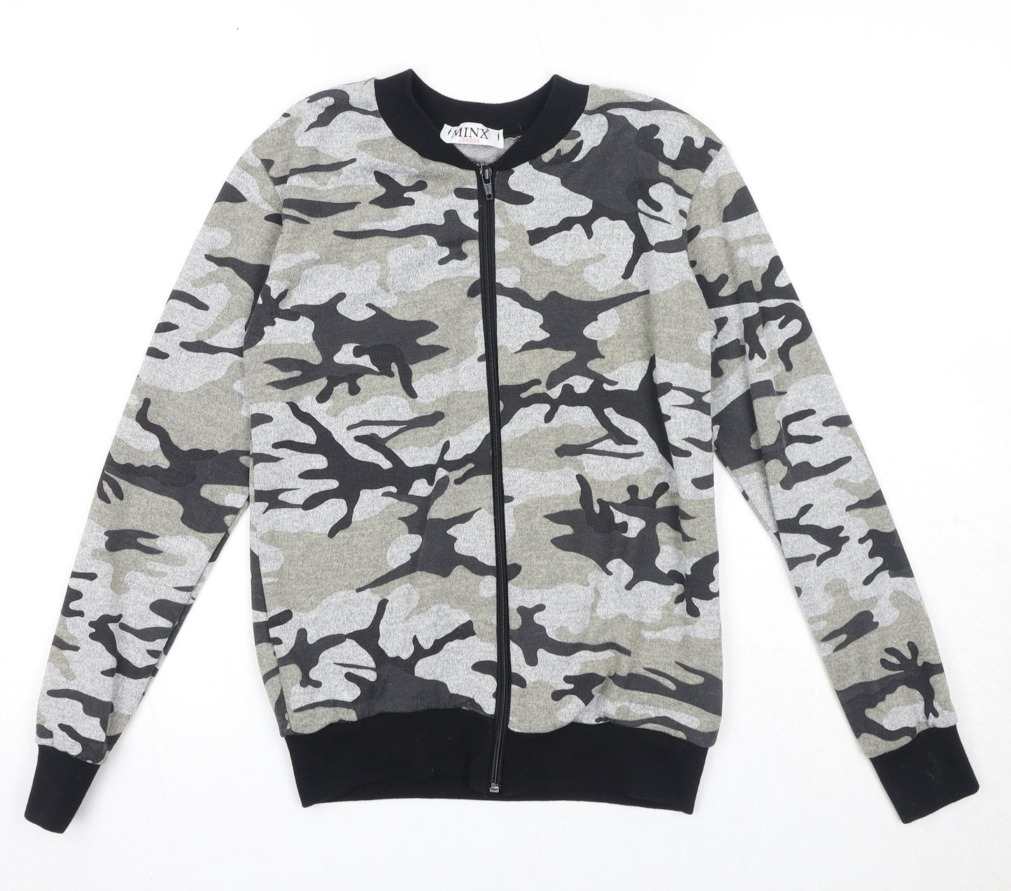Minx Womens Multicoloured Camouflage Polyester Full Zip Sweatshirt Size S Zip
