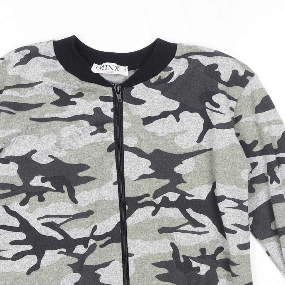 Minx Womens Multicoloured Camouflage Polyester Full Zip Sweatshirt Size S Zip