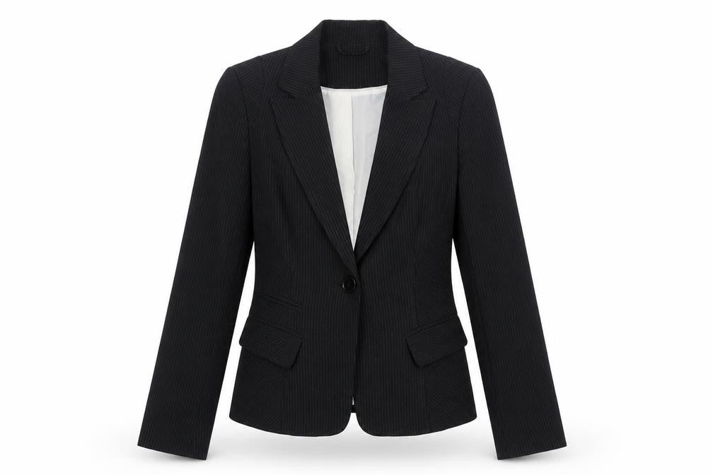 New Look Womens Black Striped Polyester Jacket Suit Jacket Size 12