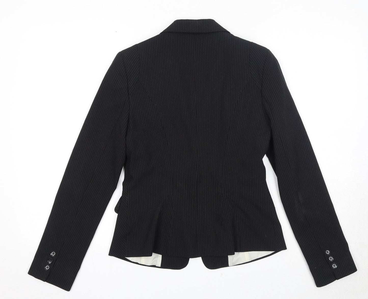 New Look Womens Black Striped Polyester Jacket Suit Jacket Size 12