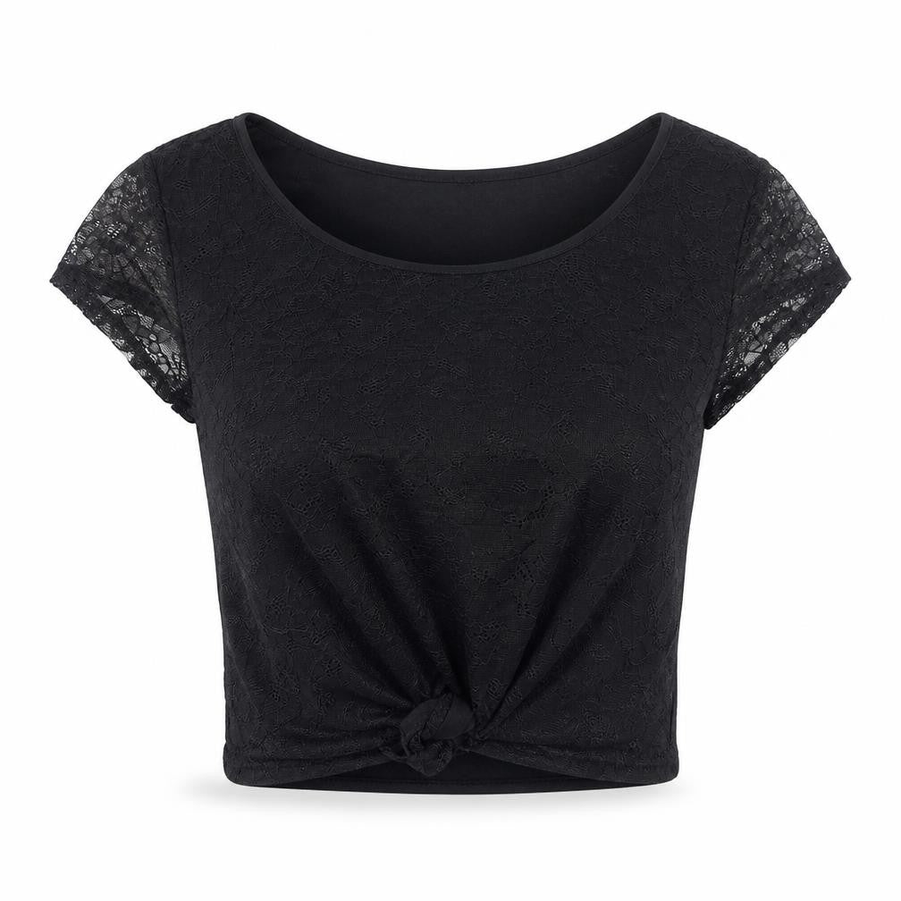 H&M Womens Black Polyester Basic T-Shirt Size 14 Round Neck