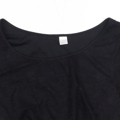 H&M Womens Black Polyester Basic T-Shirt Size 14 Round Neck