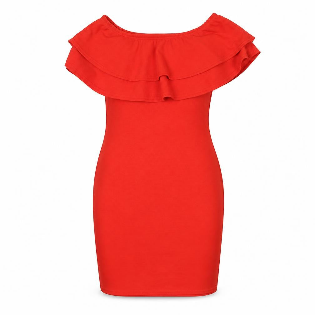 New Look Womens Red Polyester Bodycon Size 8 Off the Shoulder Pullover