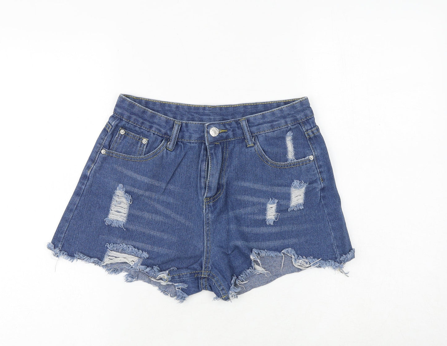 Jeans Womens Blue Cotton Cut-Off Shorts Size M Regular Zip
