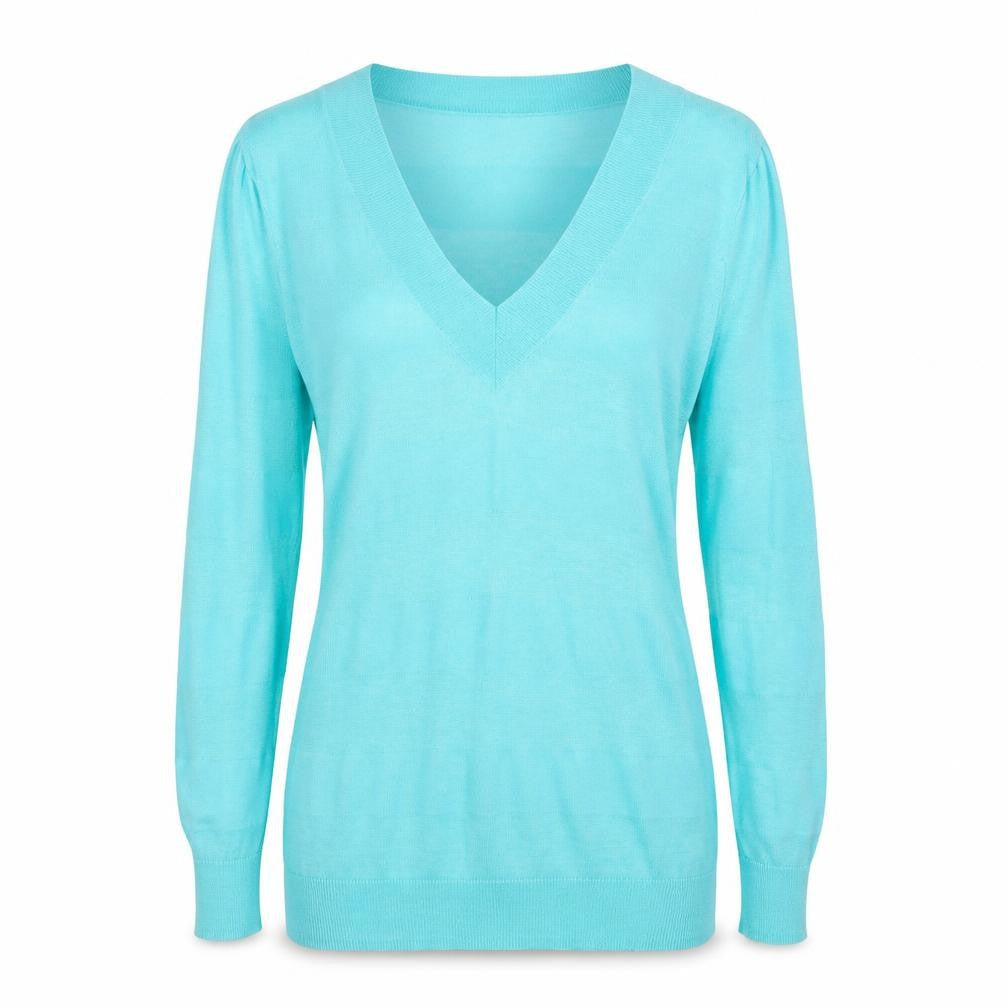 Gap Womens Blue V-Neck Cotton Pullover Jumper Size S