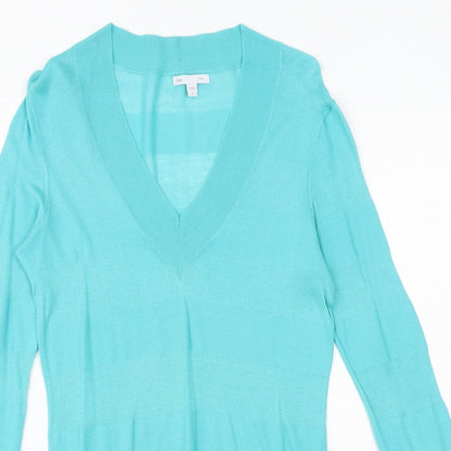Gap Womens Blue V-Neck Cotton Pullover Jumper Size S