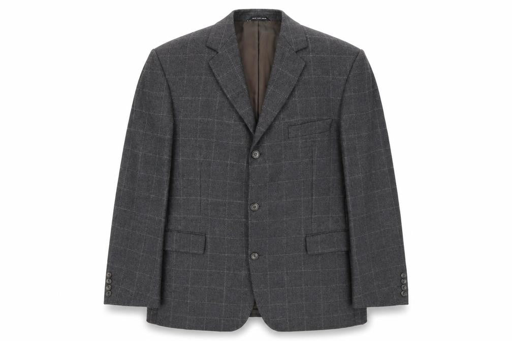 Bruno Saint Hilaire Mens Grey Geometric Polyester Jacket Suit Jacket Size 40 Regular