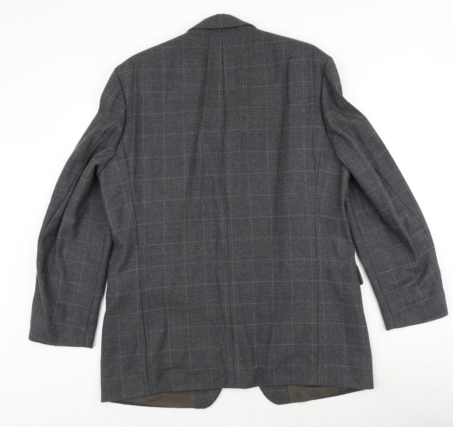 Bruno Saint Hilaire Mens Grey Geometric Polyester Jacket Suit Jacket Size 40 Regular