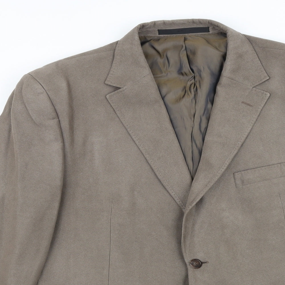 Marks and Spencer Mens Brown Geometric Polyester Jacket Suit Jacket Size 44 Regular