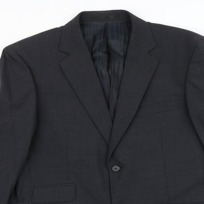 Fellini Mens Grey Polyester Jacket Suit Jacket Size 38 Regular