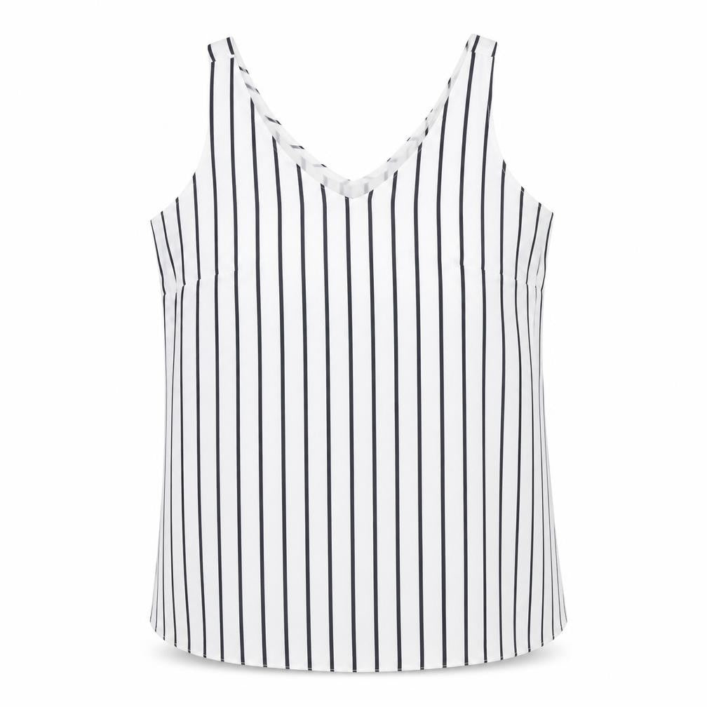 Wallis Womens White Striped Polyester Basic Tank Size 12 V-Neck