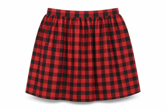 Affliction Black Premium Womens Red Check Cotton Skater Skirt Size XL Zip
