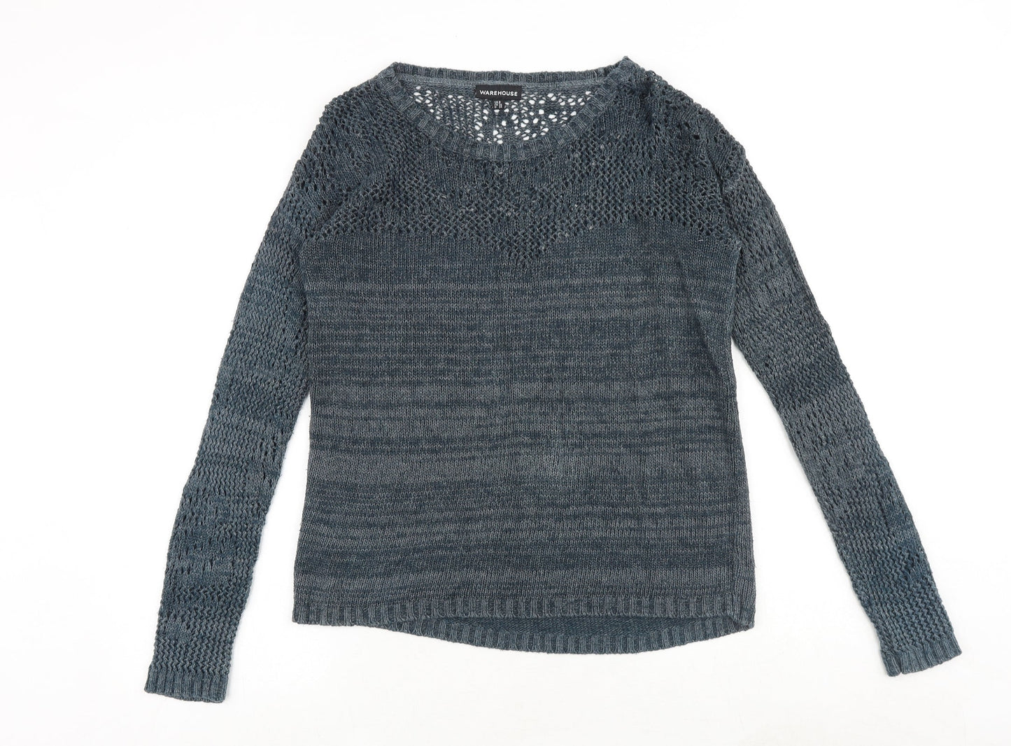 Warehouse Womens Blue Round Neck Polyester Pullover Jumper Size 8