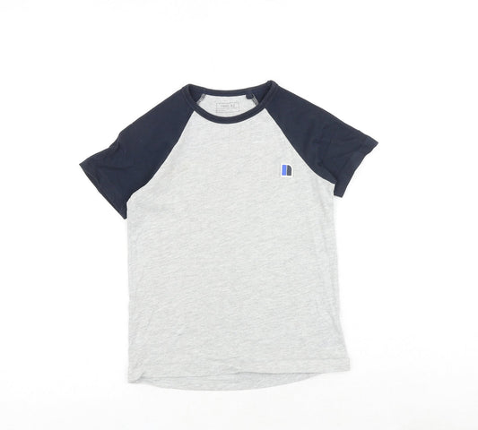 NEXT Boys Grey Colourblock Cotton Pullover T-Shirt Size 6 Years Round Neck Pullover