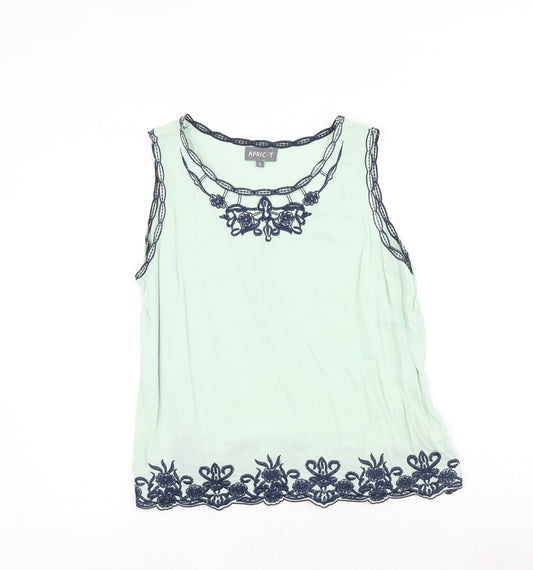 Apricot Womens Green Cotton Basic Tank Size L Round Neck