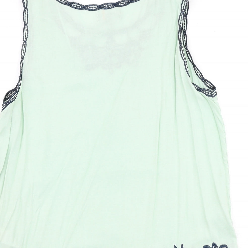 Apricot Womens Green Cotton Basic Tank Size L Round Neck
