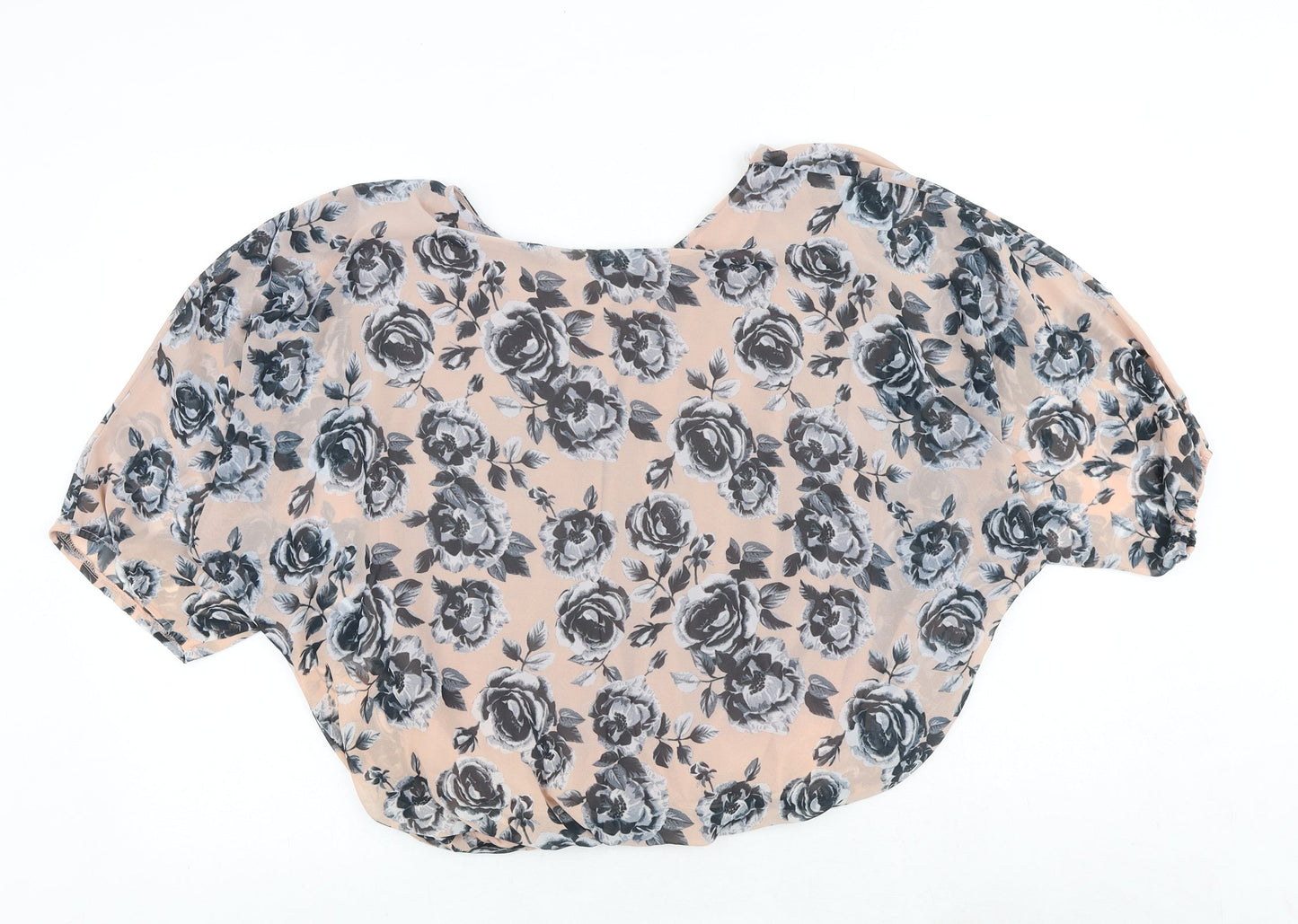 Select Womens Pink Floral Polyester Basic Blouse Size 8 Round Neck