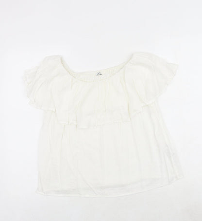 Pimkie Womens White Modacrylic Basic Blouse Size M Round Neck