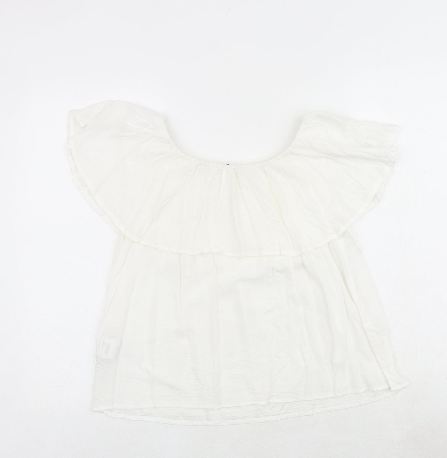 Pimkie Womens White Modacrylic Basic Blouse Size M Round Neck