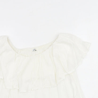 Pimkie Womens White Modacrylic Basic Blouse Size M Round Neck