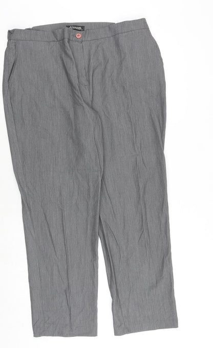 Additional front view of Alexara women’s grey polyester trousers, size UK 20, regular zip