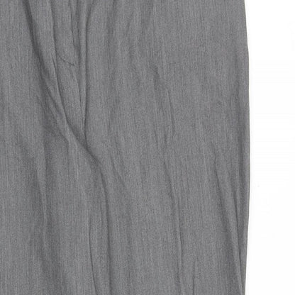 Close-up detail of Alexara women’s grey polyester trousers, size UK 20, regular zip
