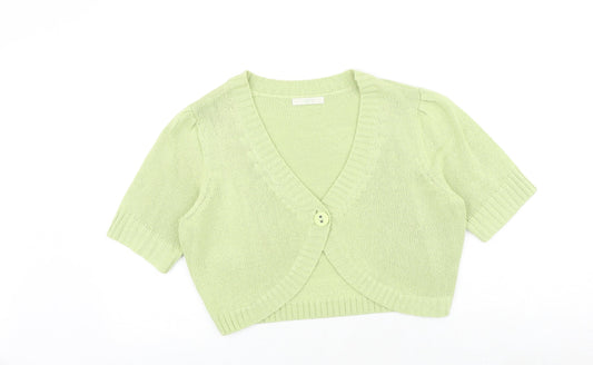 Marks and Spencer Womens Green V-Neck Acrylic Shrug Jumper Size 18