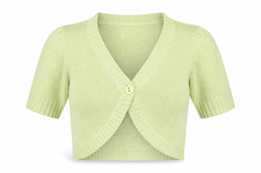 Marks & Spencer Womens Green V-Neck Acrylic Shrug Jumper Size 18