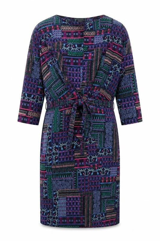 Monsoon Womens Purple Geometric Viscose A-Line Size 10 Round Neck Pullover
