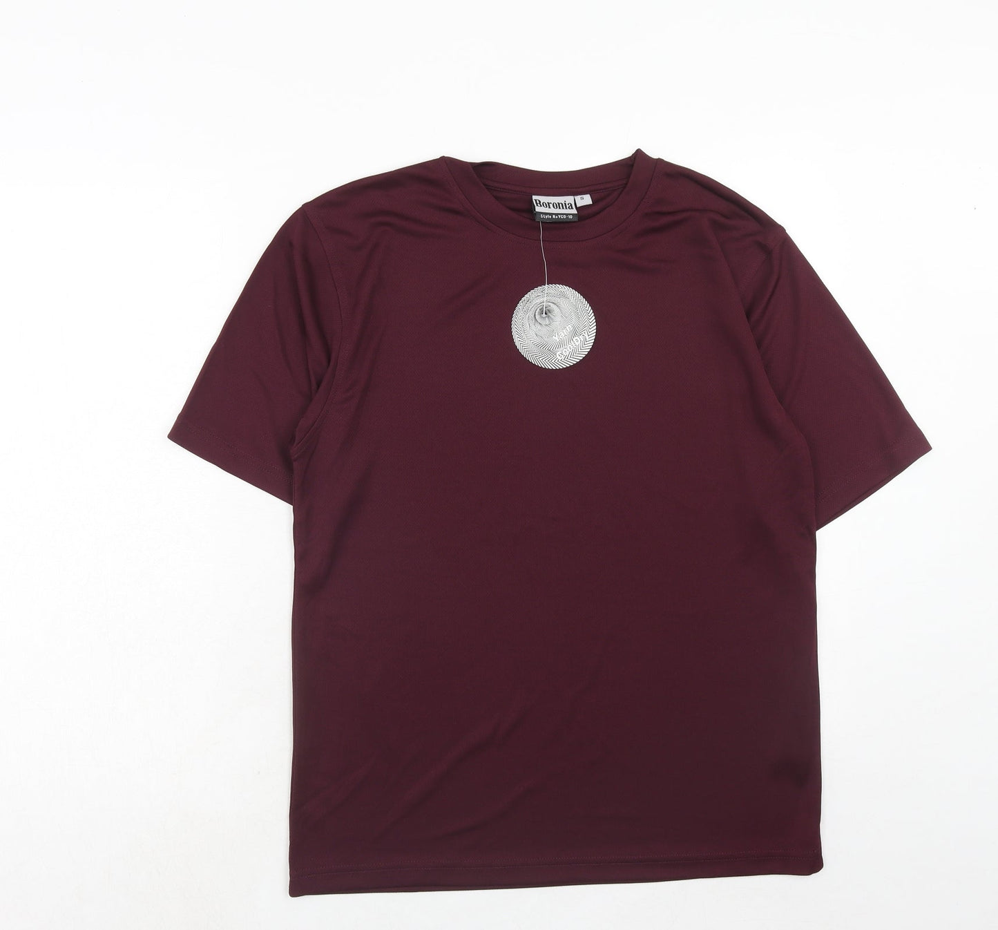 Boronia Mens Red Polyester Pullover T-Shirt Size S Crew Neck Pullover